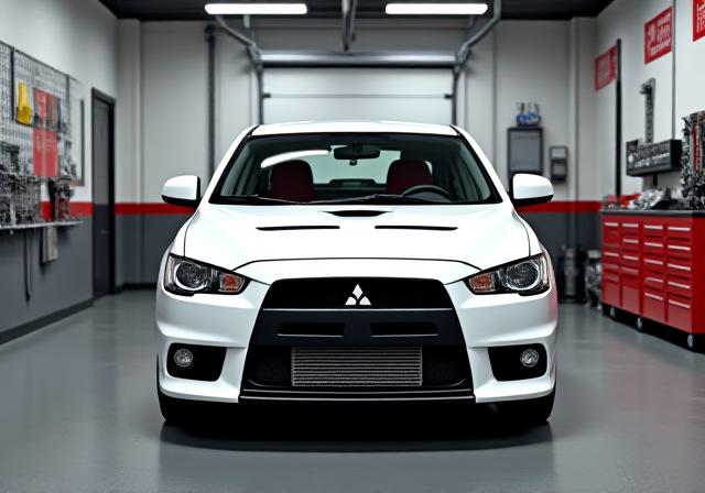 Mitsubishi Lancer Evolution IX in garage