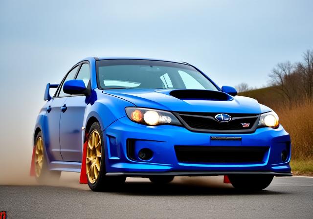 Subaru WRX STI with mudflaps and rally wheels
